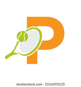 Letter P Tennis Logo. Paddle Symbol Vector Template