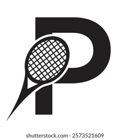 Letter P Tennis Logo. Paddle Symbol Vector Template