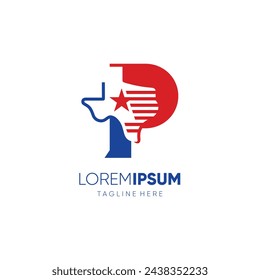 Letter P Texas Map Logo Design Symbol Vector Icon Graphic Emblem Illustration