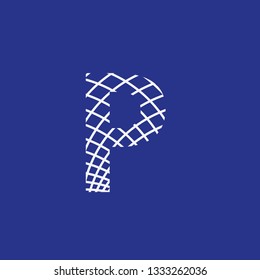 letter P with texture of curved lines that form a lattice