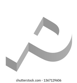 The letter P in three dimensional view