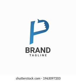 Letter P And Thumbs Up Business Logo Icon Design Template