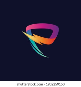 Letter P thunder logo design template ready for use