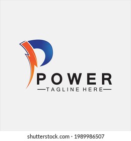 Letter P thunder power logo vector illustration design