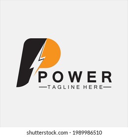 Letter P thunder power logo vector illustration design