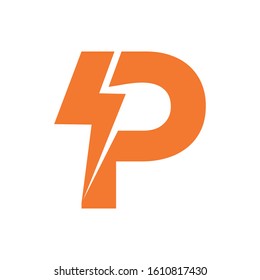 Letter P thunder power shape logo icon. Electrical Icon logo concept.	
