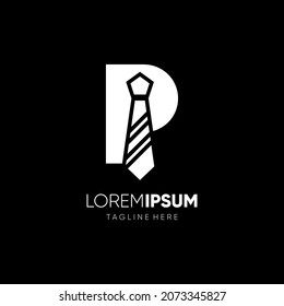 Letter P Tie Elegant Logo Design Vector Icon Graphic Emblem Illustration Background Template