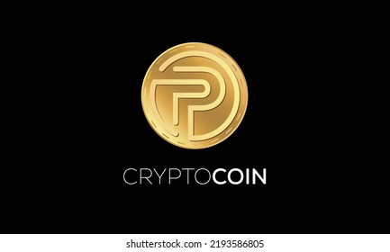 letter P Token cryptocurrency golden  color coin on golden color letters, Digital online technology blockchain isolated creative letters icon, Vector illustration. Use for logos.