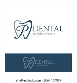 Letter P Tooth Dental Logo Design