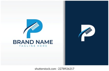 letter P toothbrush logo vector