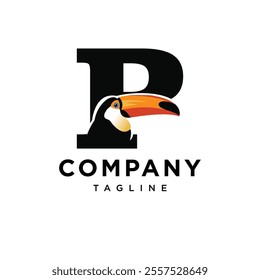 Letter P Toucan Logo Icon Vector