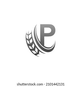 Letter P with trailing wheel icon design template illustration vector