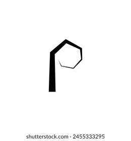 Buchstabe P Baum Zweig Einfache Vektorgrafik Logo Symbol