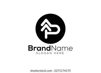 Letter p tree icon logo design template