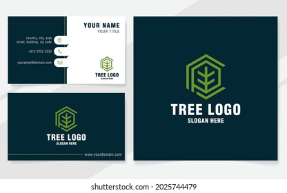 Letter P with tree logo template on modern style 