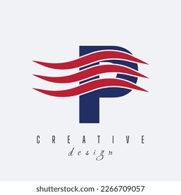 Letter P Trendy Design Logo Concept. Creative Icon Logo with Sound Wave Vector Illustration