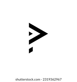 Letra p triángulo, símbolo geométrico de cinta simple logo vector