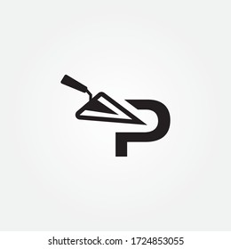 Letter P trowel logo vector template