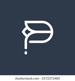 letter P with tulips logo concept vector icon
