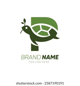 Letter P Turtle Logo Design Vector Icon Graphic Emblem Symbol Image Illustration