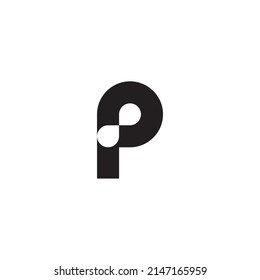 
Letter P two white leaves simple symbol logo vector