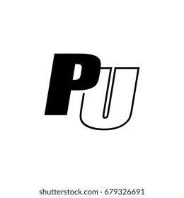 letter P and U logo overlapping black negative