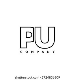 Letra P y U, Plantilla de diseño de logotipo de PU. Logotipo inicial basado en monograma mínimo.