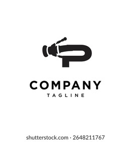 Letter P Underwing Nozzle Logo Icon Vector