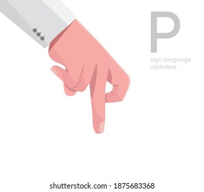 The letter 'P. Universal and Turkish handicapped hand alphabet letter P. Disabled hand. Hand tongue. Learning the alphabet, non-verbal communication, expression gestures vector.