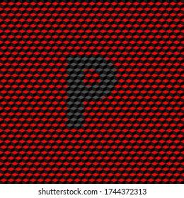Letter P uppercase and ribbed textured black color on textured surface, editable vector