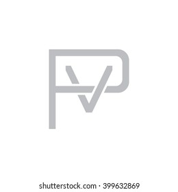 letter P and V monogram logo gray