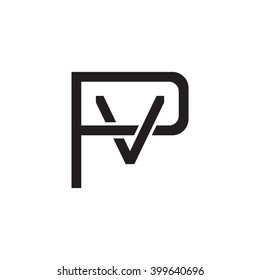 letter P and V monogram logo black
