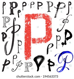 Letter P. Vector alphabet.