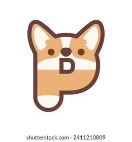 Letra P vector lindo corgi perro