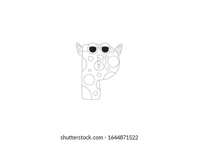 Letter P vector Icon Outline Illustration