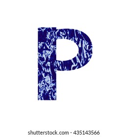 Letter P. Vector illustration with blue letter P.