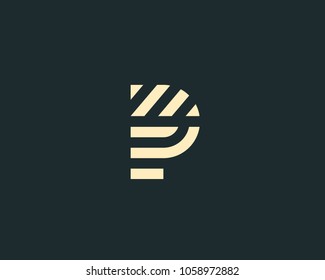 Letter P vector line logo design. Creative minimalism logotype icon symbol.