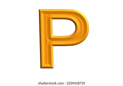 Diseño del logotipo vectorial de la letra P, representación 3D