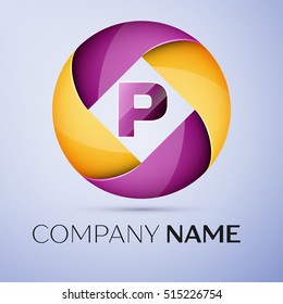 Letter P vector logo symbol in the colorful circle. Vector template for your design