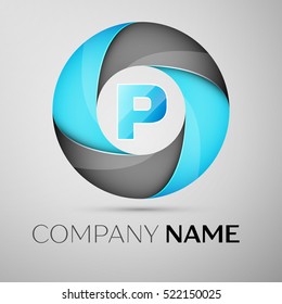 Letter P vector logo symbol in the colorful circle. Vector template for your design