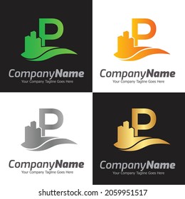 Letter P vector logo template, Colorful Letter P logo, Real Estate, Building and Construction Logo Design Template Vector Icon