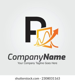 Plantilla para el logotipo del vector de la letra P, logotipo de la letra colorida P, logotipo de la empresa financiera, icono de la plantilla de diseño de los asesores del instituto financiero