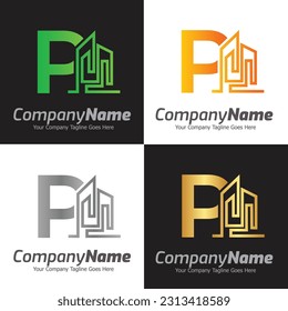 Letter P vector logo template, Colorful Letter P logo, Real Estate, Building and Construction Logo Design Template Vector Icon