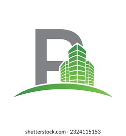 Letter P vector logo template, Colorful Letter P logo, Real Estate, Building and Construction Logo Design Template Vector Icon