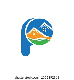 Letra P Vector logo Plantilla, Colorido Letra P logo, Bienes Raíces, Edificio y Construcción Logotipo Diseño Vector de Plantilla Icono