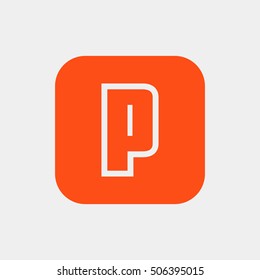 Letter P vector, logo. Useful as branding symbol, identity, alphabet element, square app icon, clip art and illustration.