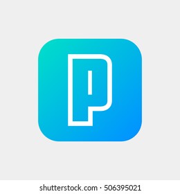 Letter P vector, logo. Useful as branding symbol, identity, alphabet element, square app icon, clip art and illustration.