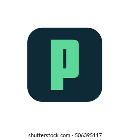 Letter P vector, logo. Useful as branding symbol, identity, alphabet element, square app icon, clip art and illustration.