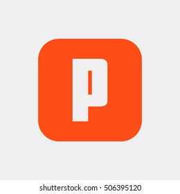 Letter P vector, logo. Useful as branding symbol, identity, alphabet element, square app icon, clip art and illustration.