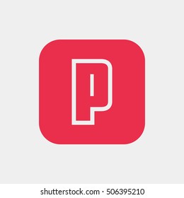 Letter P vector, logo. Useful as branding symbol, identity, alphabet element, square app icon, clip art and illustration.